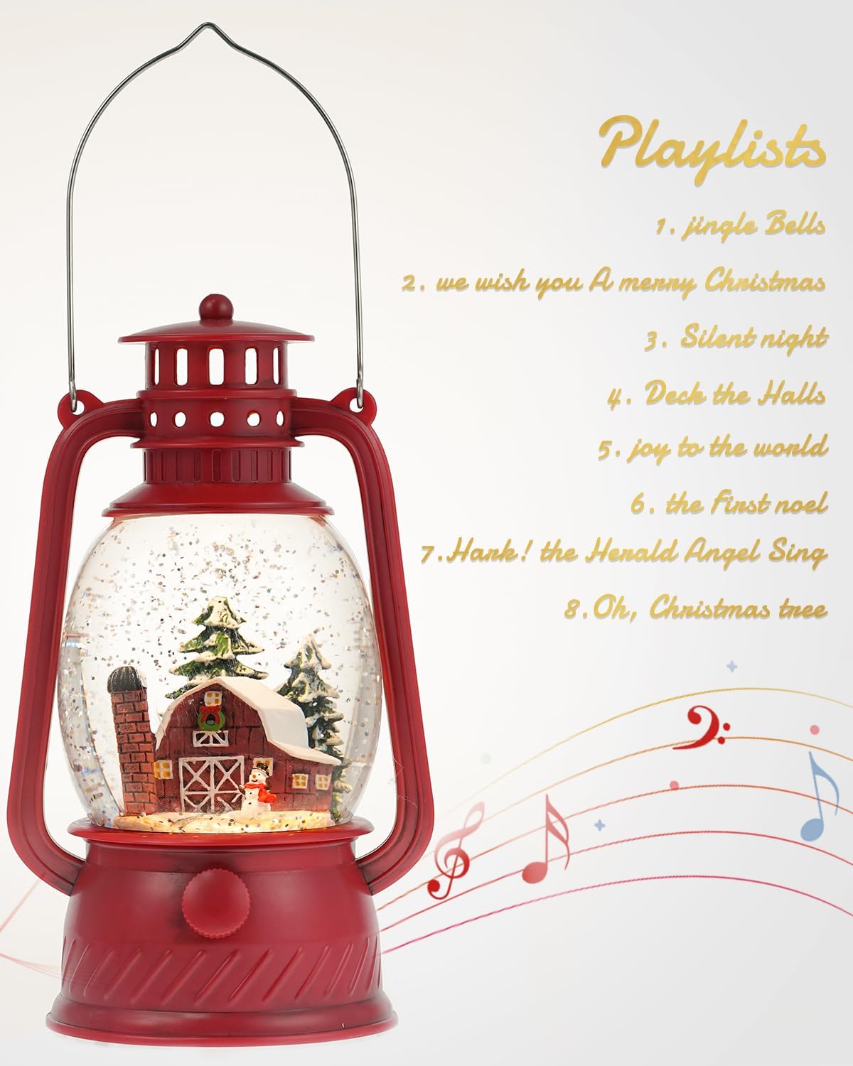 Snow Globe Christmas Decorations - Musical Christmas Snow Globes with 6H Timer,Christmas Village Lighted Scene Snow Globes Lantern USB or Battery Powered,Christmas Decorations Decor for Home