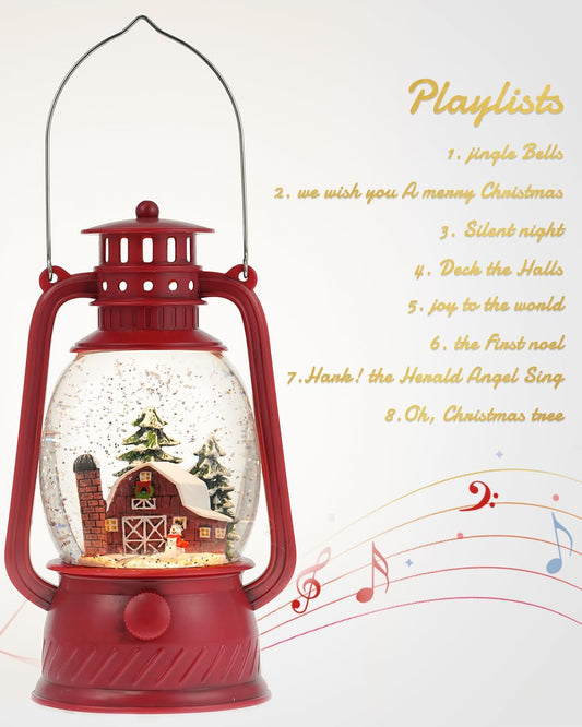 Snow Globe Christmas Decorations - Musical Christmas Snow Globes with 6H Timer,Christmas Village Lighted Scene Snow Globes Lantern USB or Battery Powered,Christmas Decorations Decor for Home