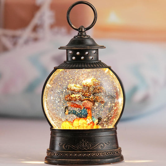 Fall Decorations Snow Globes, Light Up Snow Globe Lantern with Scarecrow Pumpkin, 6H Timer, USB & Battery Operated Fall Decorations for Autumn Thanksgiving Harvest…