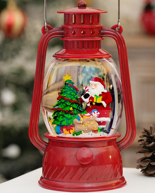 Christmas Decorations Santa Claus Snow Globe, Musical Lighted Christmas Snow Globes with 6H Time Glittering Santa Claus Red Christmas Decorations Indoor