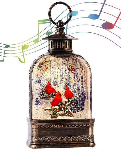 11Inch Christmas Snow Globes Cardinal Gifts, Musical Cardinal Snow Globe Glitter Light Up, Christmas Decorations Indoor 6H Timer Red Cardinal Christmas Decor for Women