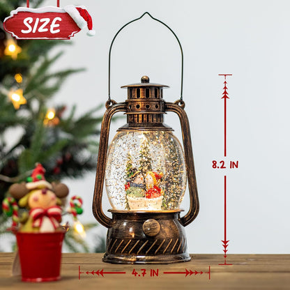 Snow Globe Christmas Decorations Snowman, Musical Glitter Christmas Snow Globes Light Up Lantern 6H Timer USB Lined/Battery, Christmas Village Snowman Snow Globe Decor Gifts