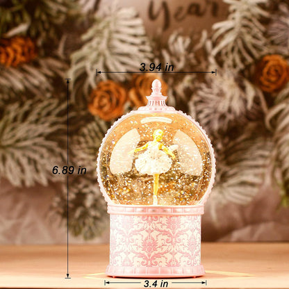 Musical Ballerina Christmas Snow Globes, 7.1 Inch Lighted Snow Globe with Swirling Glitter, Battery Operated & USB Powered Music Box Valentines Day Gifts for Girls, Women