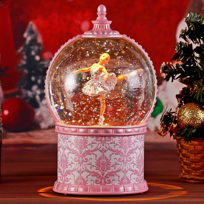 Musical Ballerina Christmas Snow Globes, 7.1 Inch Lighted Snow Globe with Swirling Glitter, Battery Operated & USB Powered Music Box Valentines Day Gifts for Girls, Women