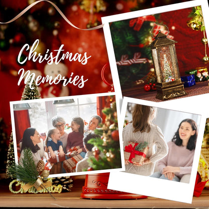 Snow Globe Christmas Lantern Decorations, Musical Snow Globe Lantern with Swirling Glitter, Christmas Tree Lighted Christmas Decorations Indoor for Home