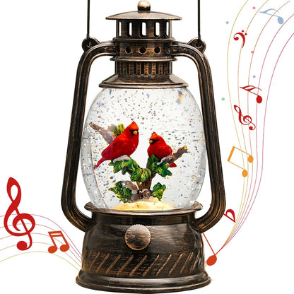 Christmas Snow Globes Cardinal Gifts,Christmas Decorations Cardinal Snow Globe, Musical Lantern Light Up 6H Time Glitter Globe Cardinal Red Bird Memorial Gift for Women