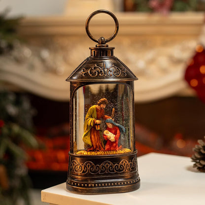 Snow Globe Lantern Nativity Scene, Glitter Lighted Christmas Nativity Snow Globe with Music,Musical Christmas Decorations USB and Battery Operated, Nativity Set Indoor Snow Globes