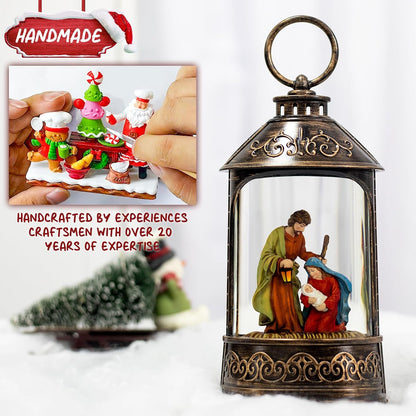 Snow Globe Lantern Nativity Scene, Glitter Lighted Christmas Nativity Snow Globe with Music,Musical Christmas Decorations USB and Battery Operated, Nativity Set Indoor Snow Globes