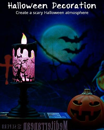 10" Halloween Snow Globe Candle Lantern, Battery Operated Glittering Lighted Rotating Flameless Candles, 3 AA Battery-Powered Halloween Decoration Gifts for Friends, Loved Ones and Children