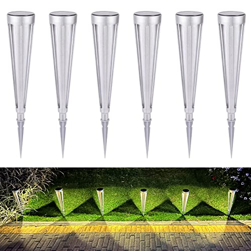 Solar Pathway Lights 6 Pack,White Solar Powered Landscape Lights Auto On/Off Waterproof Decorative Solar Garden Lights for Backyard Walkway Yard Driveway Patio Lawn
