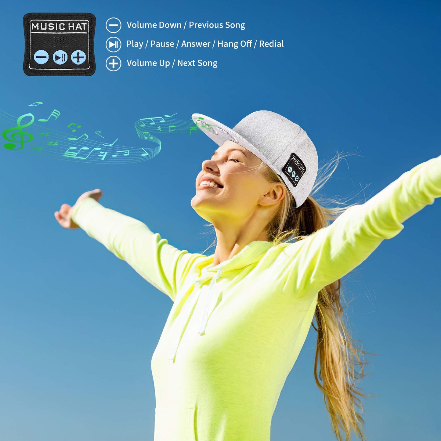 Hat with Bluetooth Speaker Adjustable Bluetooth Hat Wireless Smart Speakerphone Cap for Outdoor Sport Baseball Cap is The Perfect Gifts for Men/Women/Boys/Girls