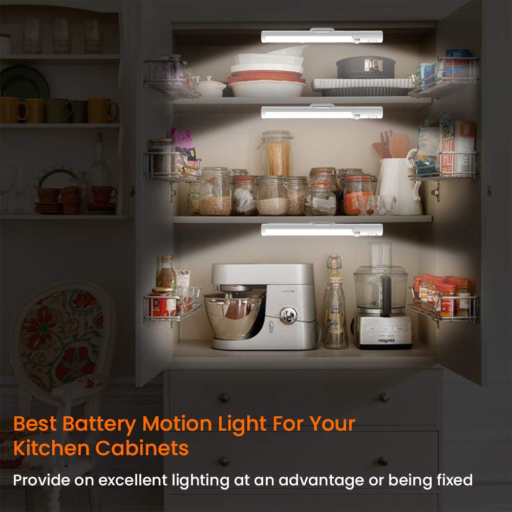 Under Cabinet Lighting,Wireless Led Closet Light Battery Powered Motion Sensor Light 21 LED Bulb Magnetic Stick-on Night Light Bar for Kitchen , Stairway , Wardrobe,Hallway - 2 Pack
