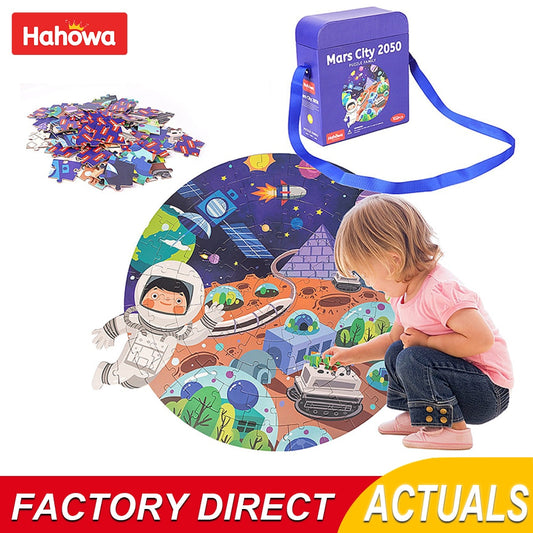 Mini Space Exploration Planet Flat Earth Round Rocket Globe Jigsaw Puzzle Kids Puzzled Baby Educational Toys For Children